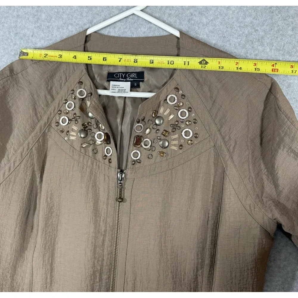 Nancy Bolen City Girl Jacket Women's Size Small Light Brown Lined Zip Up Pockets - Picture 5 of 10